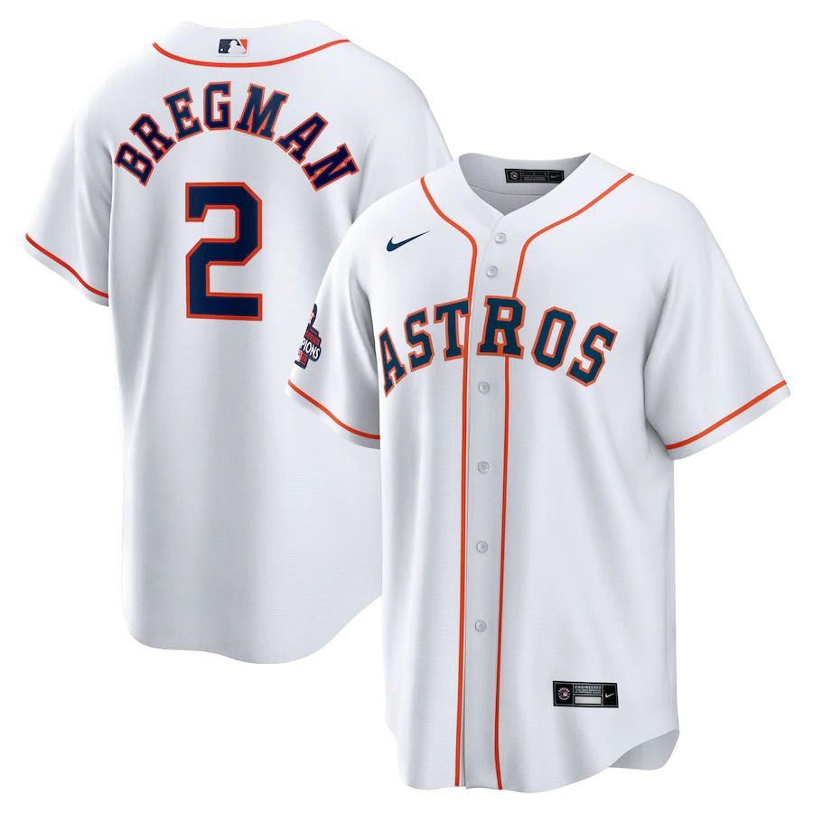 Men Houston Astros #2 Alex Bregman Nike White 2022 World Series Champions Home Replica MLB Jersey